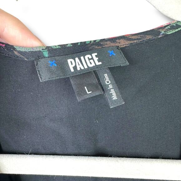 PAIGE NWOT Paradise Floral Silk Chiffon Flutter Sleeve Smocked Tiered Midi Dress - Picture 10 of 12